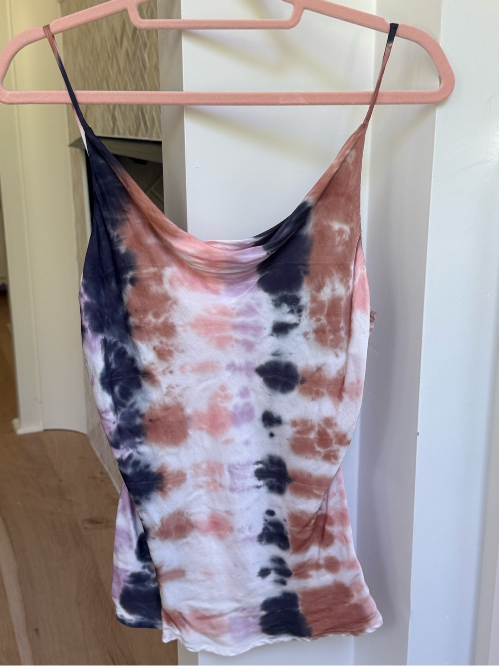 YFB Young Fabulous & Broke Tie Dye Satin Cami XS Pink Navy Flowy Tank